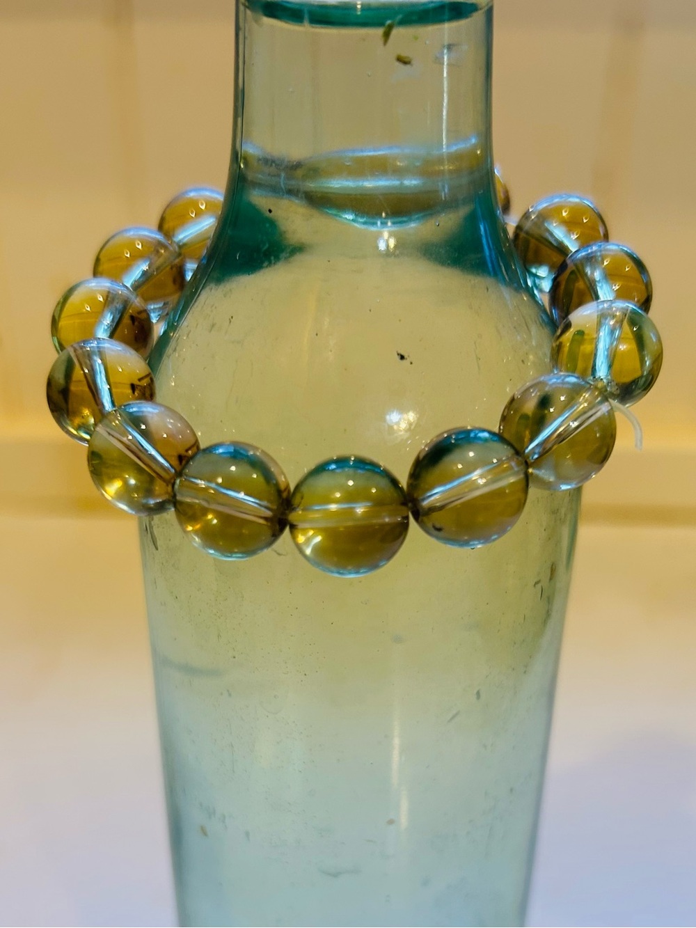 Smoky quartz beaded bracelet on elastic cord